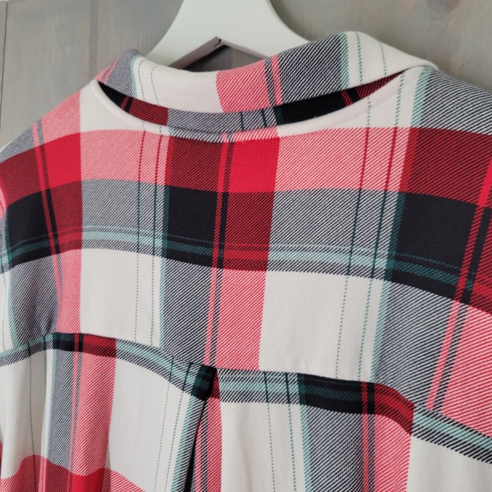 Soma Pajama Top Womens XL Red White Plaid Button Down Sleep Shirt Long Sleeve - Picture 6 of 10